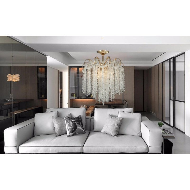Candelabru modern din metal și cristal, Ø60 cm, 40 W