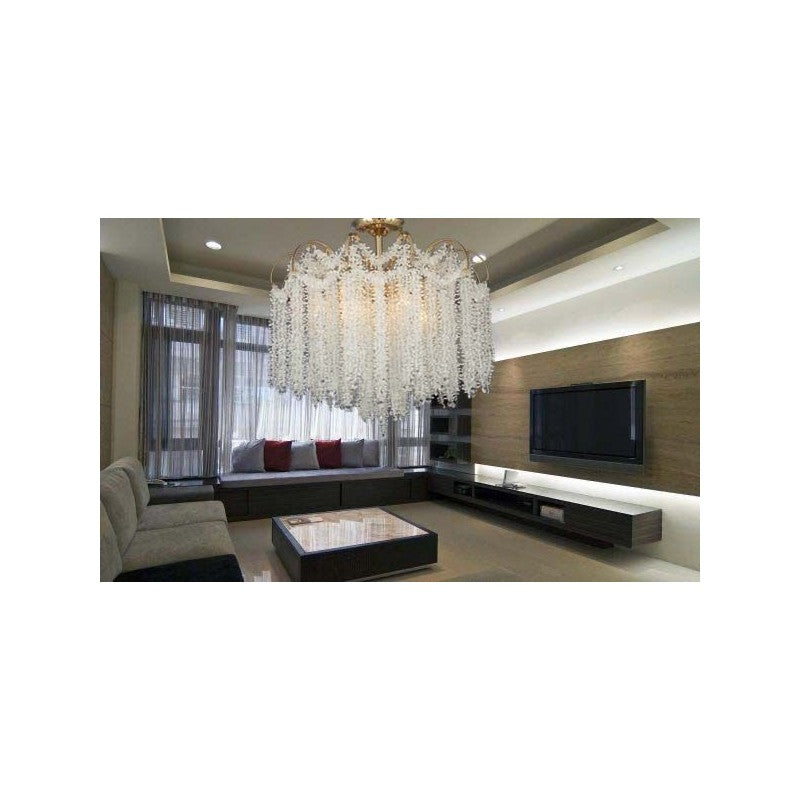 Candelabru modern cu cristale, 9 x E14, Ø80 x H85 cm, metal și sticlă