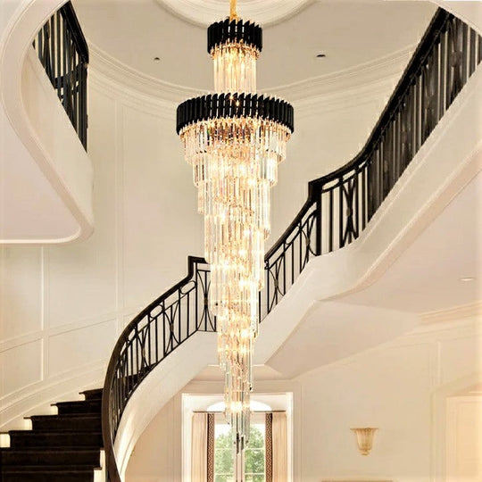 Candelabru negru-auriu cu cristale, Ø55 cm, 22xE14, înălțime 180 cm