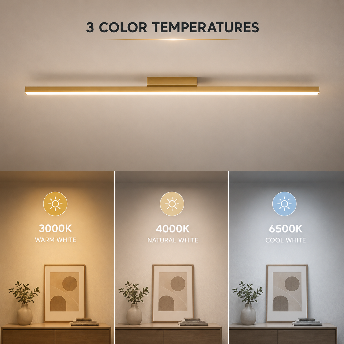Plafonieră LED modernă aurie, 80 cm, 32 W, cu telecomandă