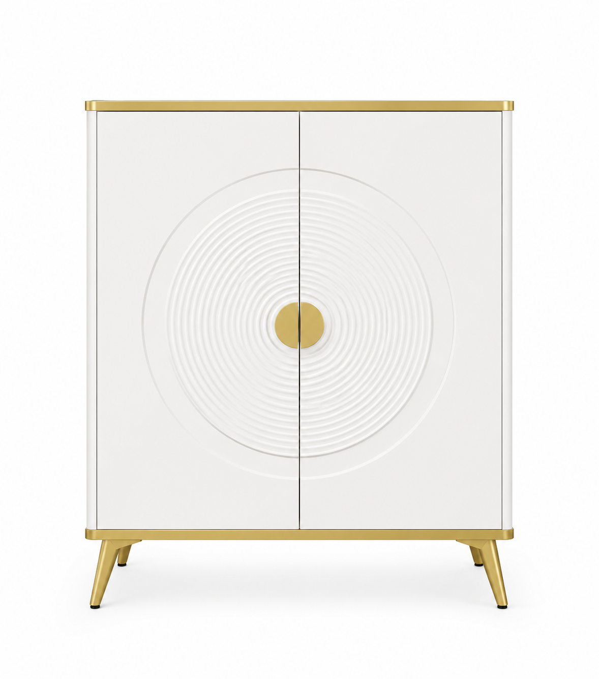 Comodă modernă 112 MDF alb cu blat compozit marmură, model circular 3D, 80 cm