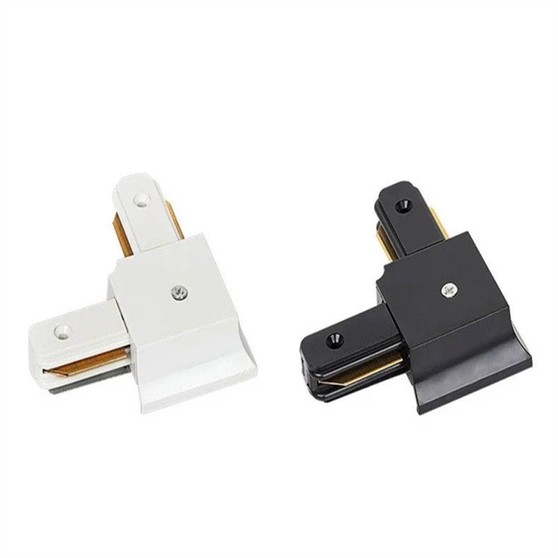 Conector metalic în L pentru șină de iluminat, alb, 220 V