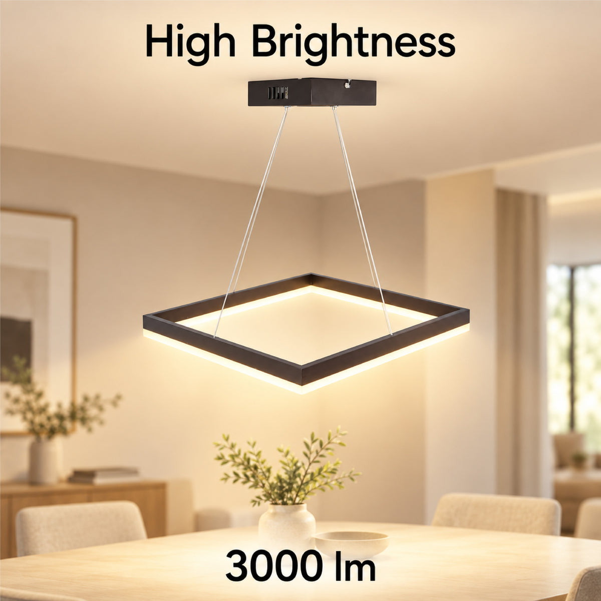 Plafonieră LED pătrată, 45 cm, WiFi, telecomandă, 3 culori, maro cafea