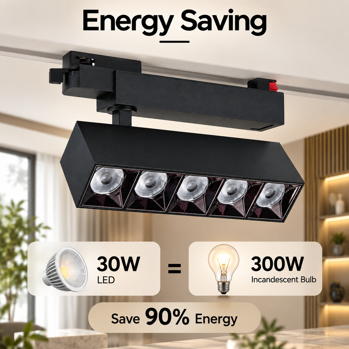 Spot LED pentru șină, 30 W, 4000 K, negru, orientabil