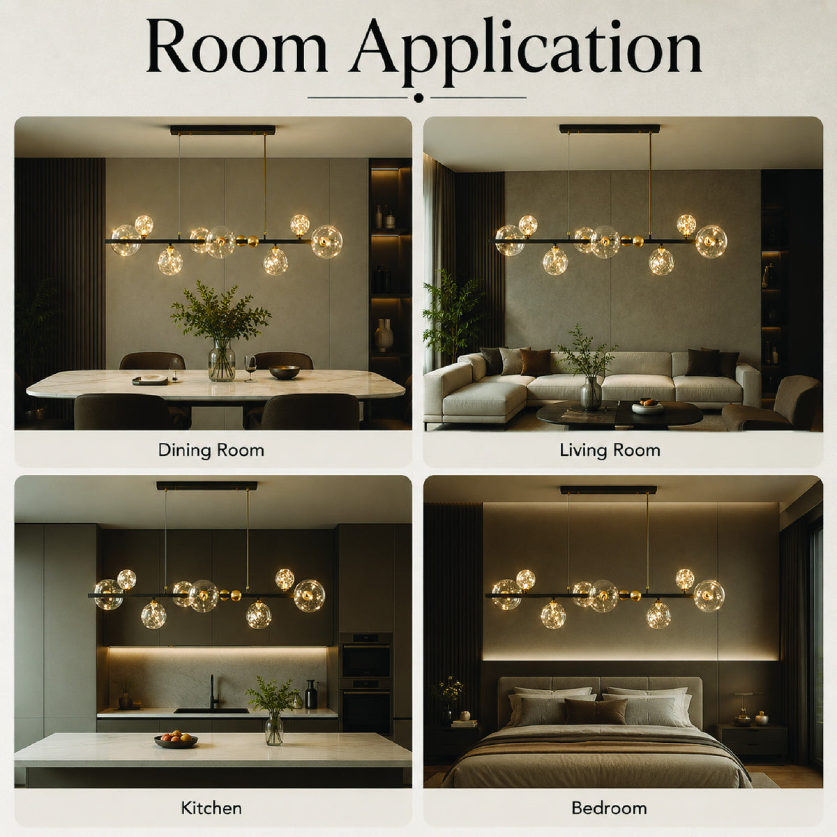 Lustră LED cu 8 surse, 56 W, 3 temperaturi de culoare, 110 cm