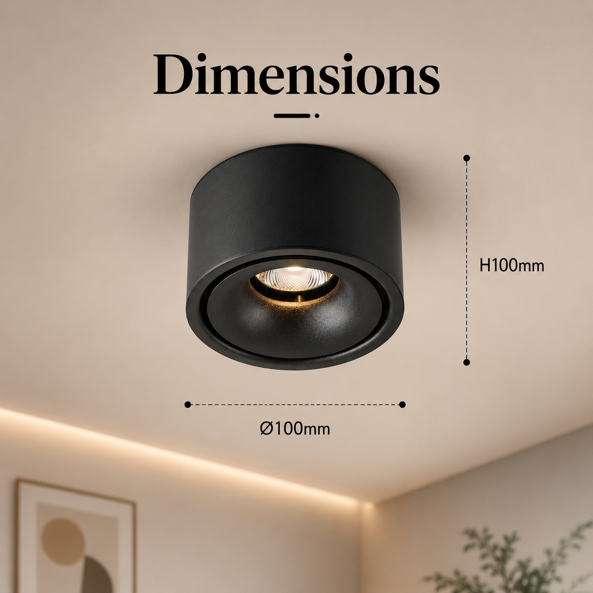 Spot LED încastrat negru, 12 W, 3 culori de lumină, Ø10 cm