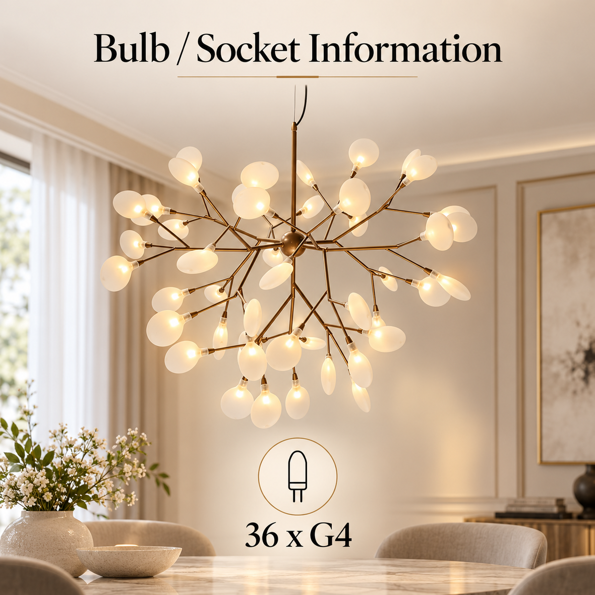 Candelabru decorativ cu 36 de becuri LED G4, 72 W, alb, 36 cm