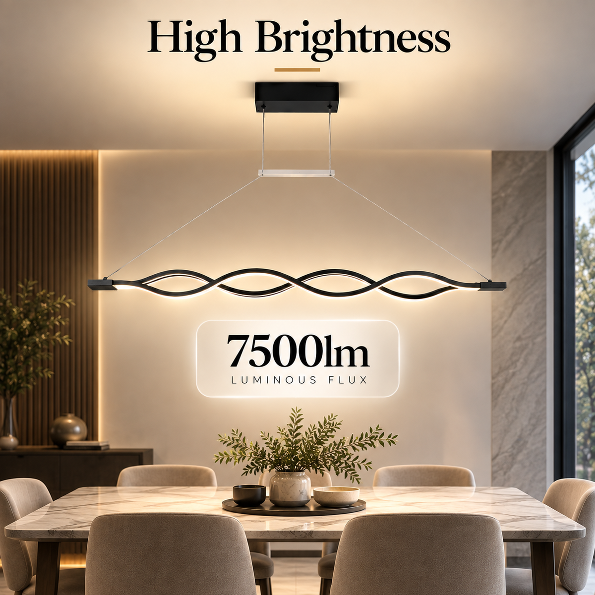 Plafonieră LED neagră, 152 W, dimabilă, 3 moduri, telecomandă, 100 cm