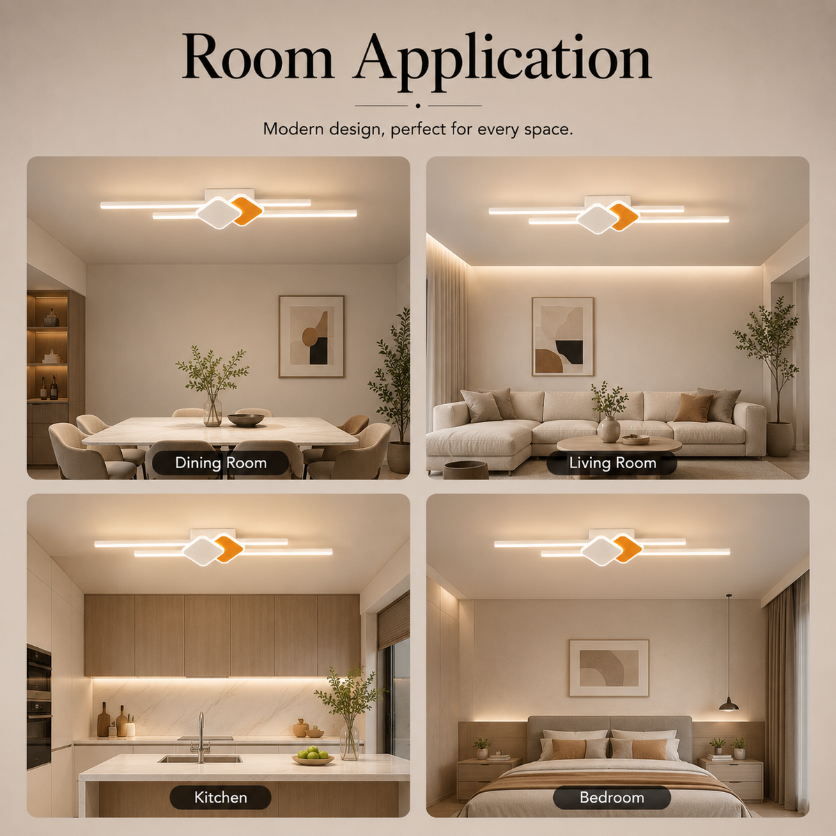 Aplică LED de perete, 60 W, 65 cm, albă, cu 3 temperaturi de culoare