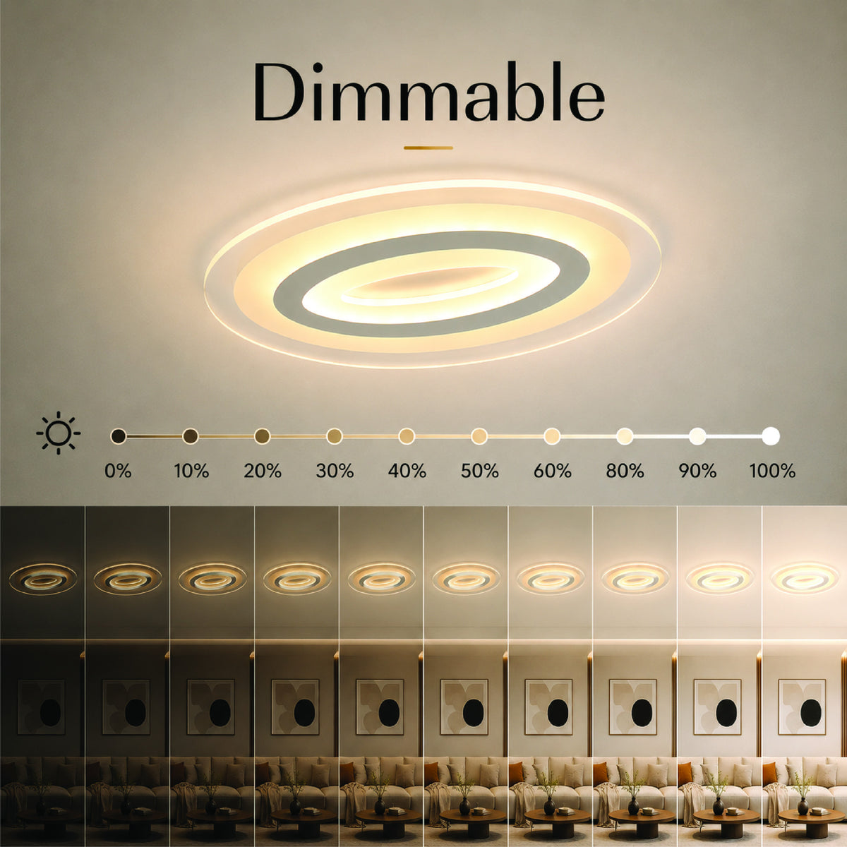Plafonieră LED 100 W, dimabilă, Wi-Fi și telecomandă, 32 cm, albă