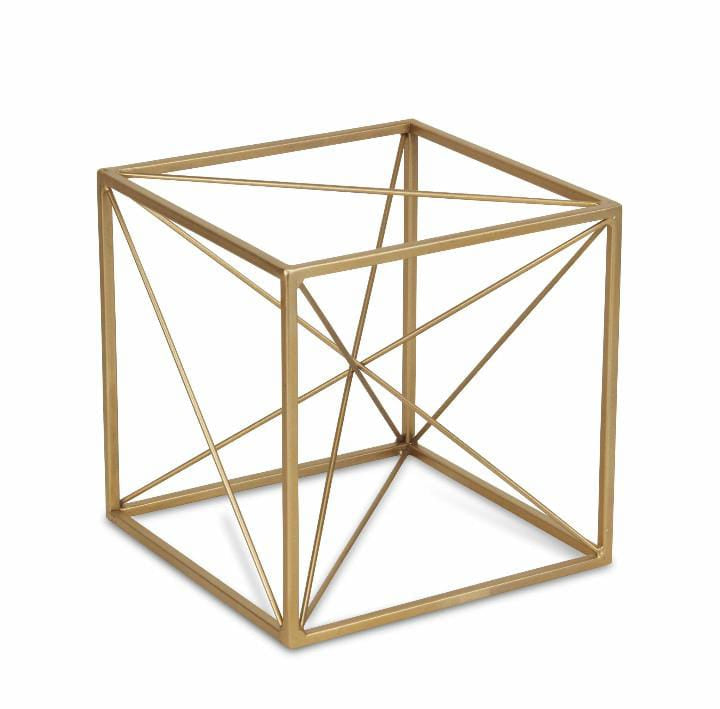 Decorațiune 080 cub geometric din metal – auriu, modern și sofisticat