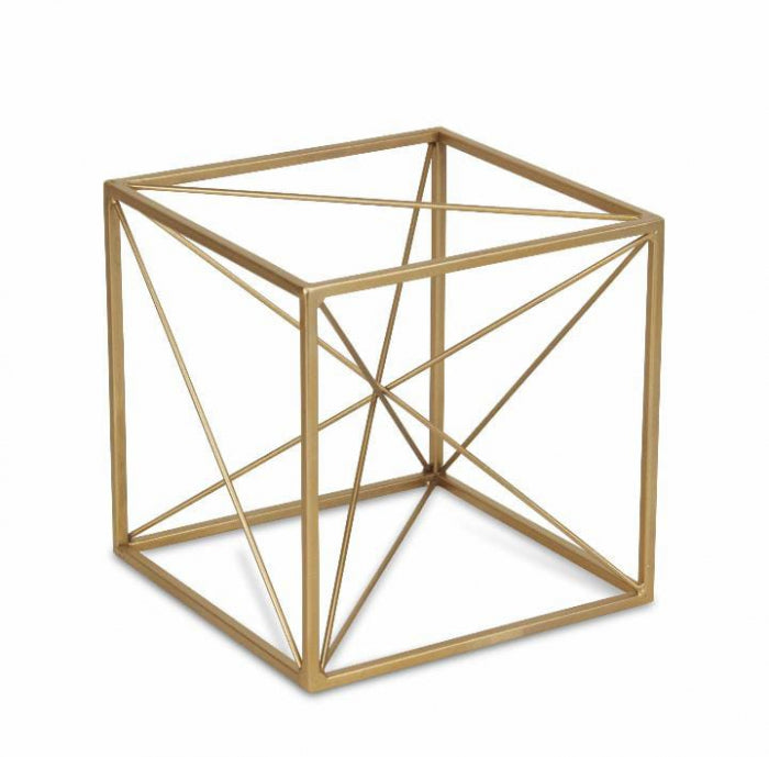 Decorațiune 080 cub geometric din metal – auriu, modern și sofisticat