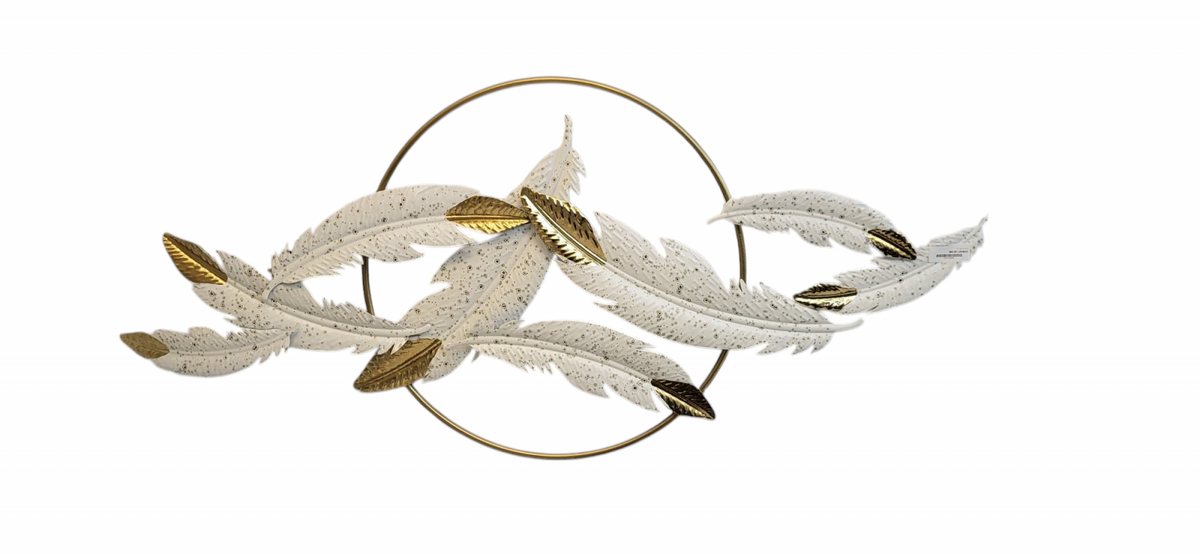 Decorațiune de perete model 10678 din metal alb și auriu – elegantă și rafinată, 125x57 cm