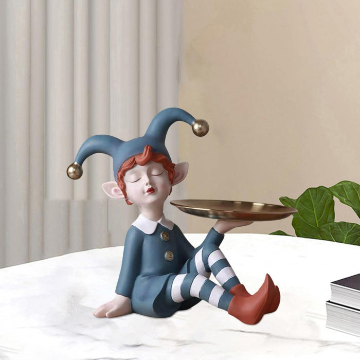 Figurină decorativă 2667 cu tavă aurie – creativă și modernă, din rășină