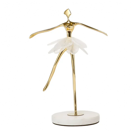 Statuetă balerină decorativă CP3390 – elegantă, auriu/alb, 4 modele disponibile