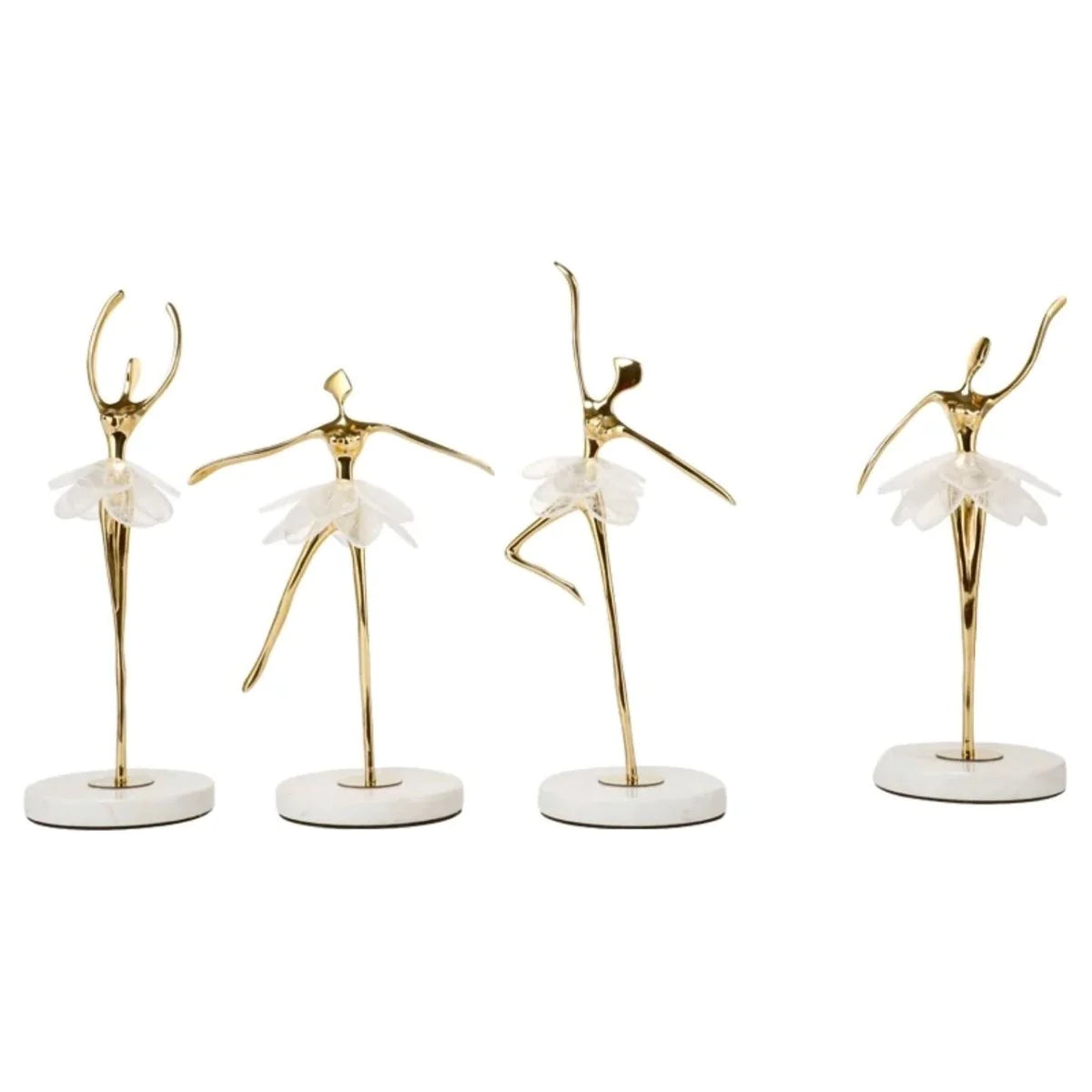 Statuetă balerină decorativă CP3390 – elegantă, auriu/alb, 4 modele disponibile