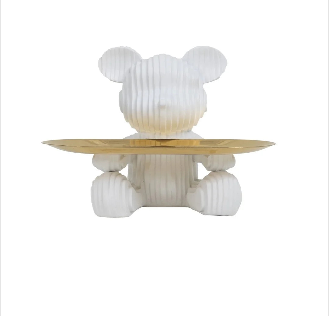 Decoratiune XL 009 ursuleț cu tavă aurie – elegantă și funcțională