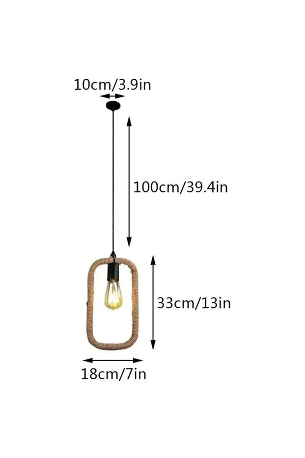 Lustră rustică din sfoară, soclu E27, 60 W, 35 × 80 cm