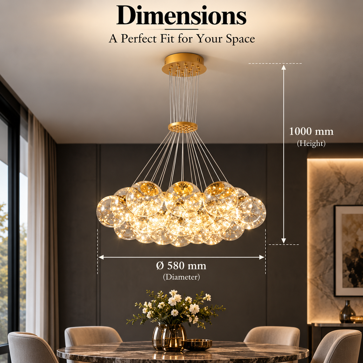 Lustră LED suspendată albă, 13 surse, 3 culori, Ø58 cm