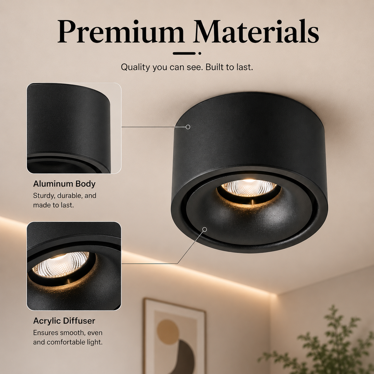 Spot LED încastrat negru, 12 W, 3 culori de lumină, Ø10 cm