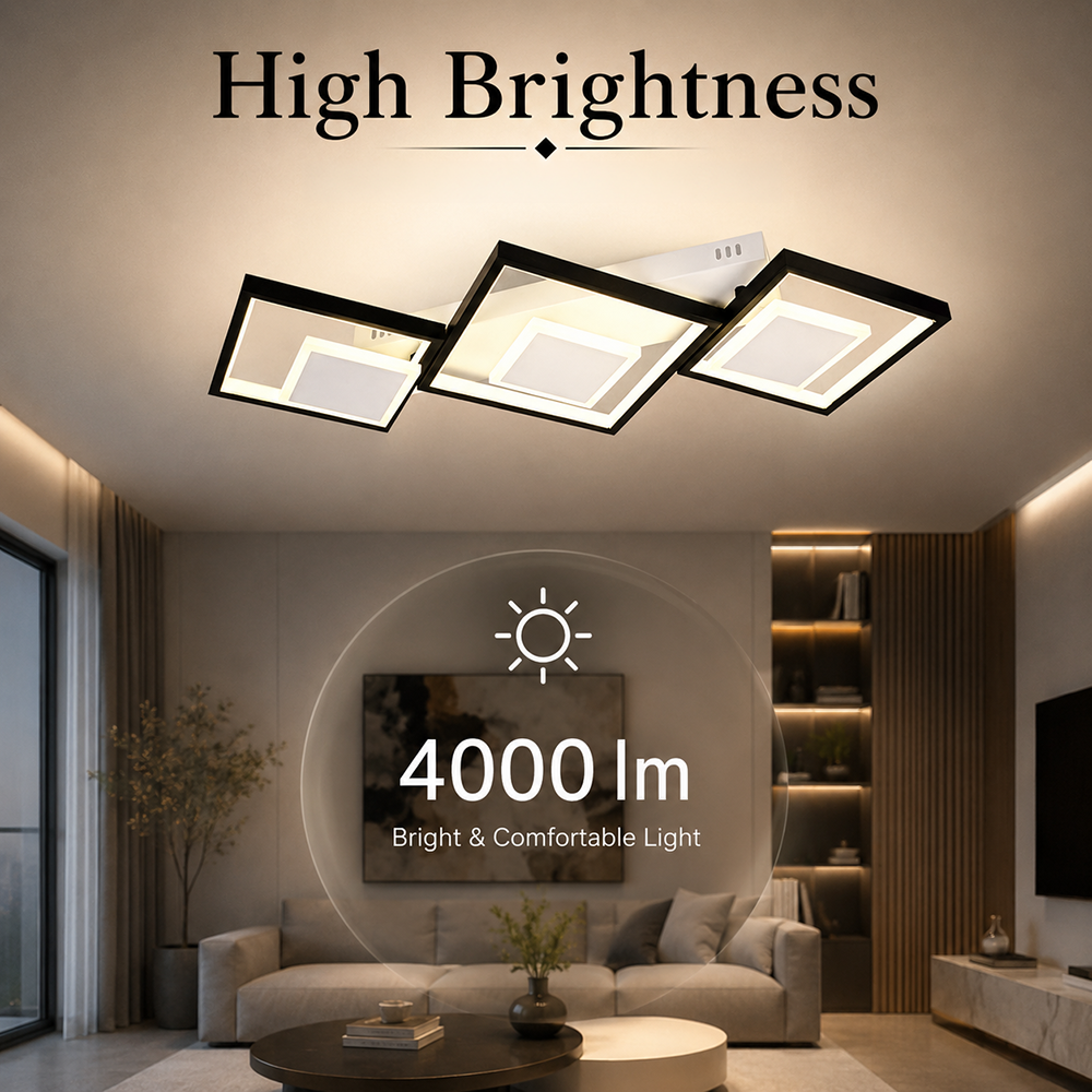 Plafonieră LED 78W, dimabilă, cu telecomandă, 4000 lm, cristal, 79x35 cm