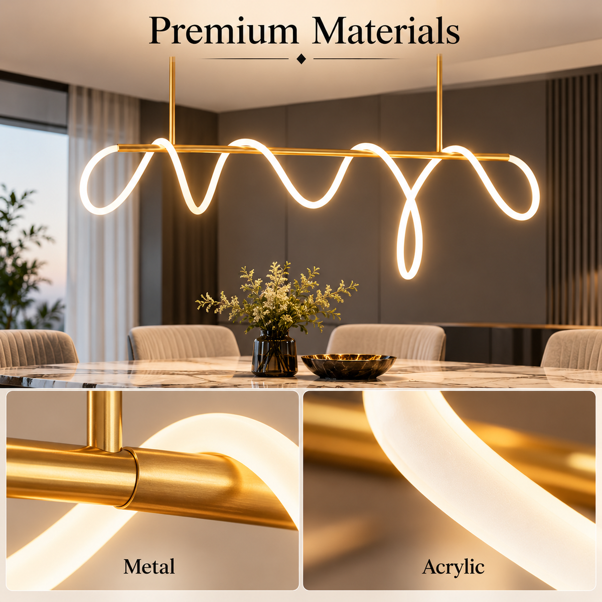 Plafonieră LED aurie, 150 cm, dimabilă, Wi-Fi, telecomandă, 3 culori