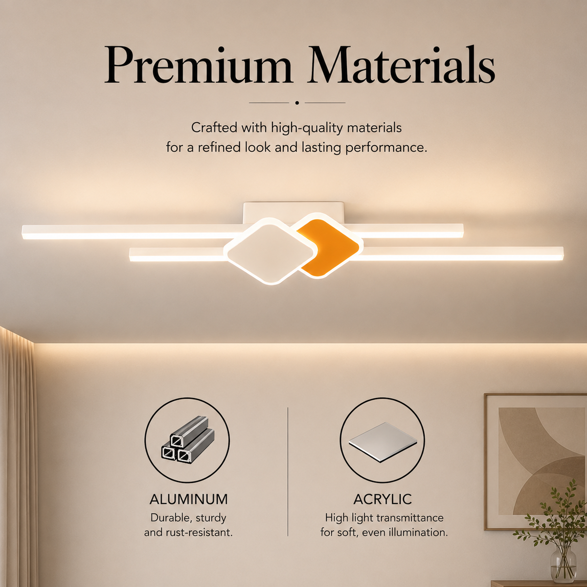 Aplică LED de perete, 60 W, 65 cm, albă, cu 3 temperaturi de culoare