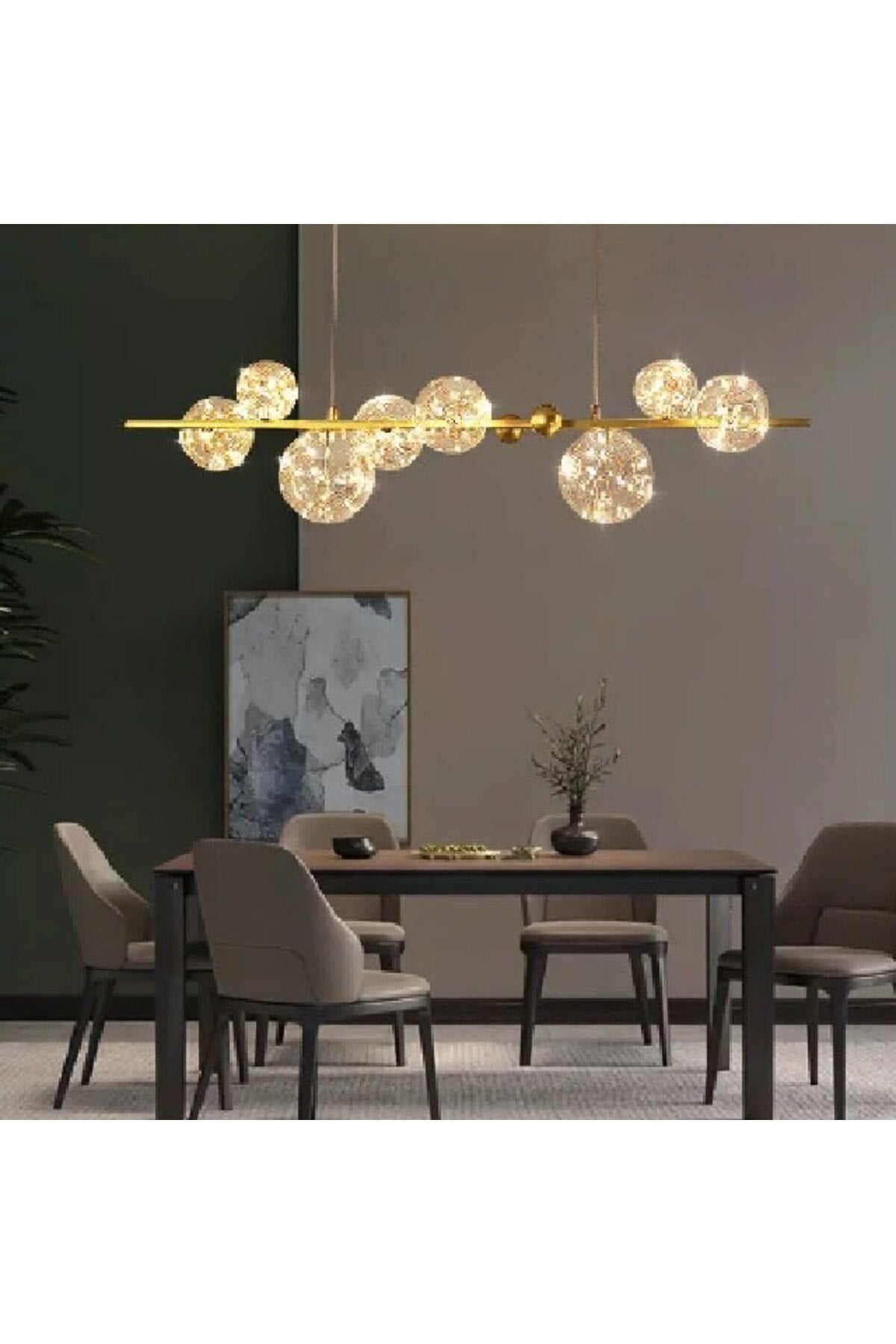 Plafonieră LED aurie cu 8 surse, 70 W, 3500 lm, 3 culori de lumină