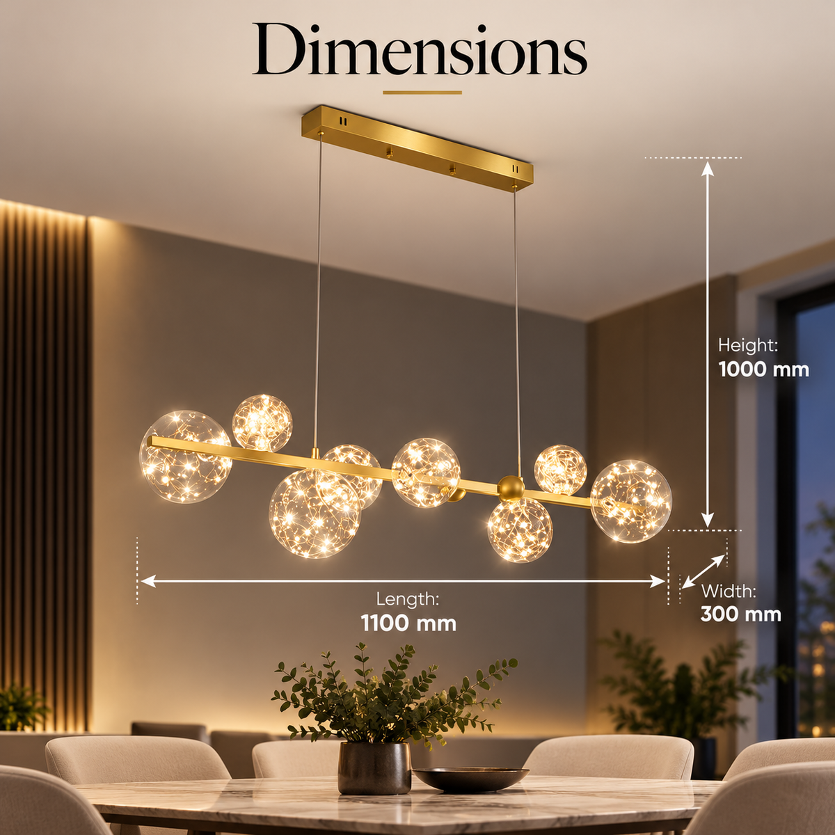 Plafonieră LED aurie cu 8 surse, 70 W, 3500 lm, 3 culori de lumină