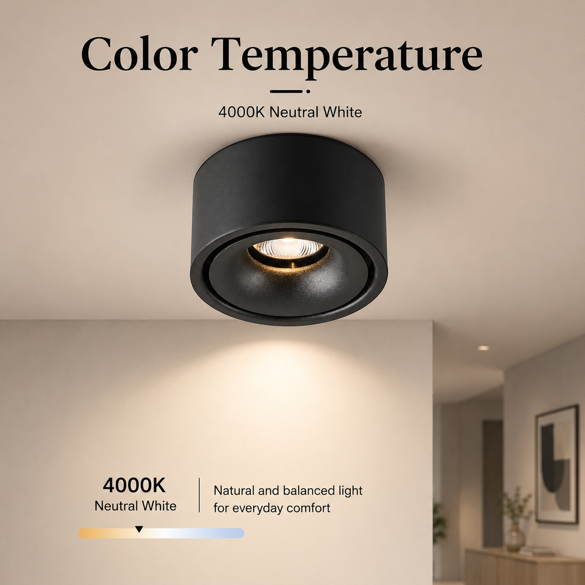 Spot LED încastrat negru, 12 W, 3 culori de lumină, Ø10 cm