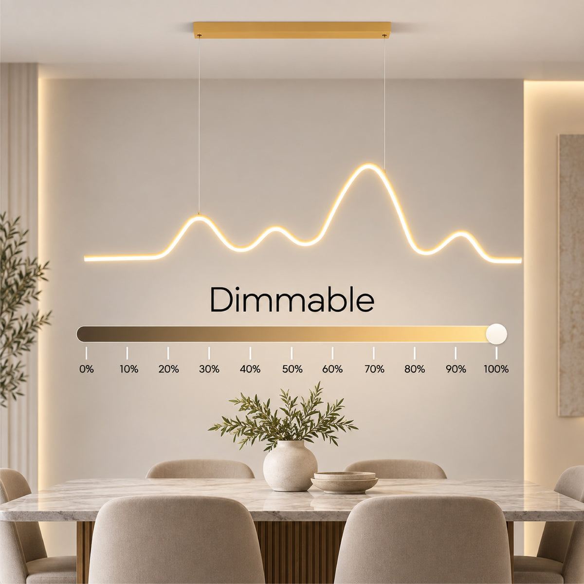 Plafonieră LED aurie, 64 W, Wi-Fi, telecomandă, dimabilă, 120 × 80 cm