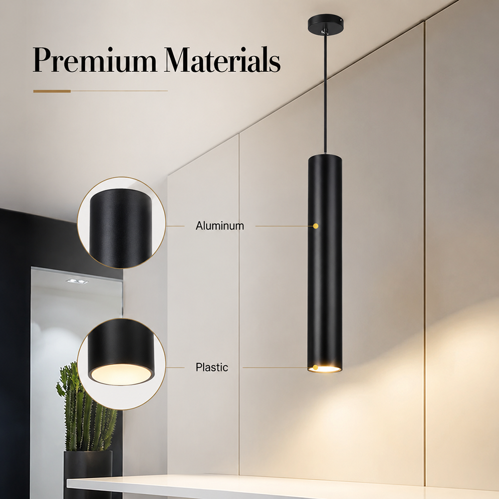 Lampă suspendată LED neagră, 7 W, 500 lm, 3 culori, înălțime 120 cm