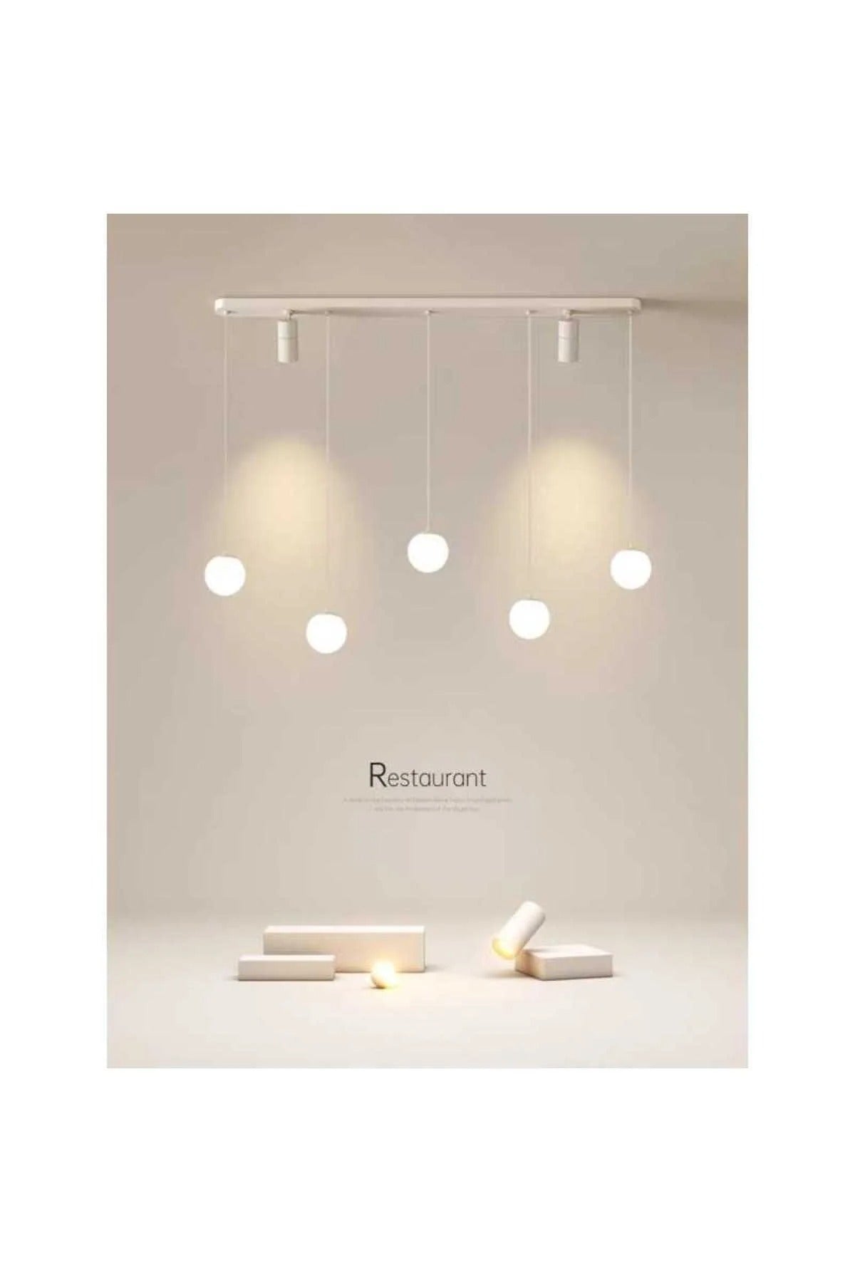 Lustră LED albă cu 5 globuri mate, 56 W, cu telecomandă