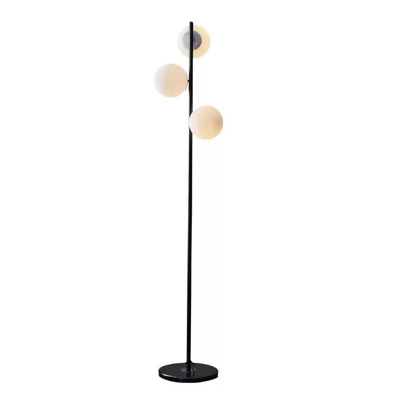 Lampadar de 160 cm cu 3 globuri mate albe și bază neagră