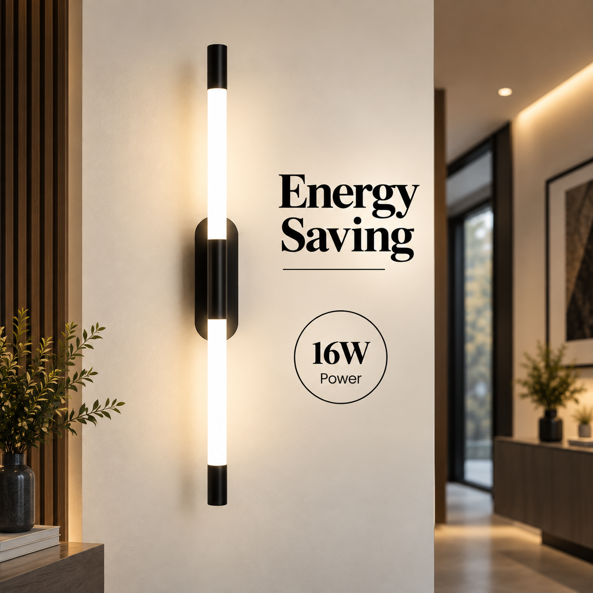 Aplică LED de perete, neagră, 16 W, 800 lm, 3 tonuri de lumină