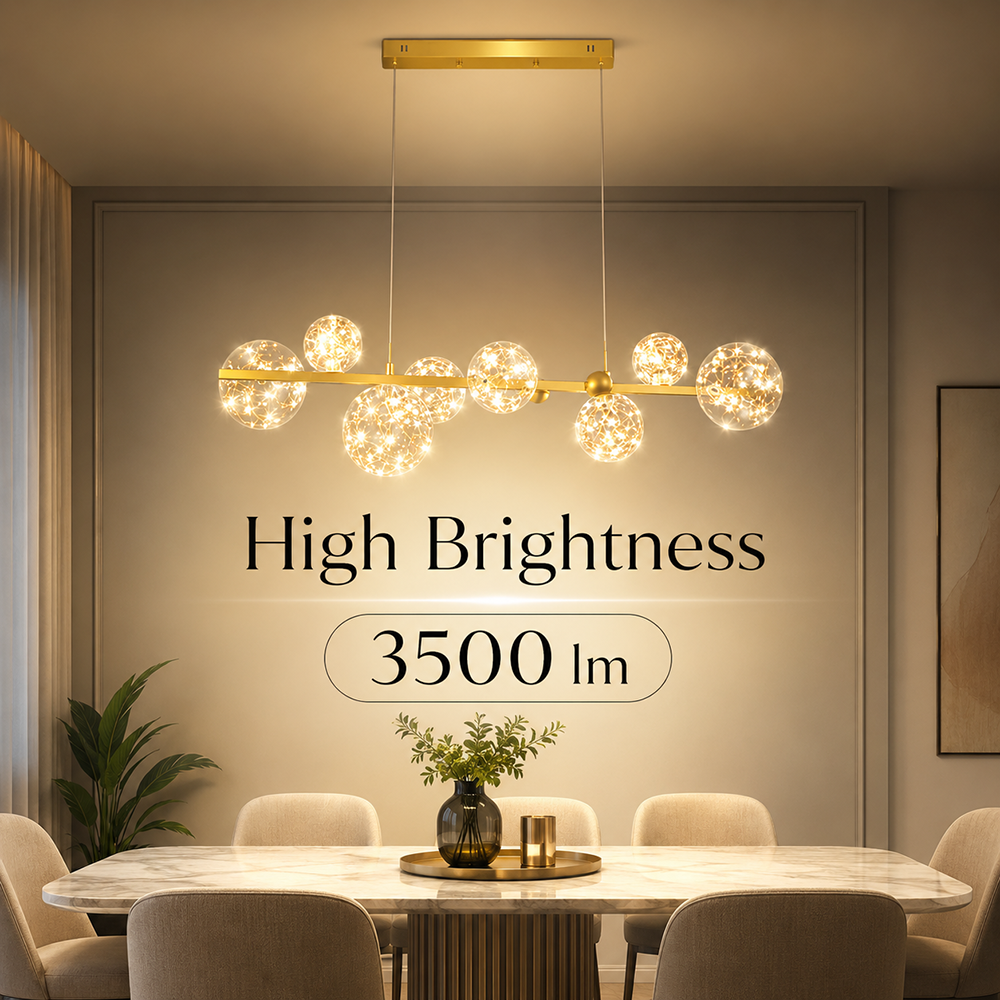 Plafonieră LED aurie cu 8 surse, 70 W, 3500 lm, 3 culori de lumină