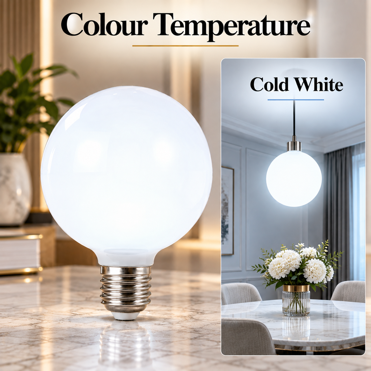 Bec LED glob E27, 9 W, 1055 lm, 4000 K, lumină albă neutră, mată