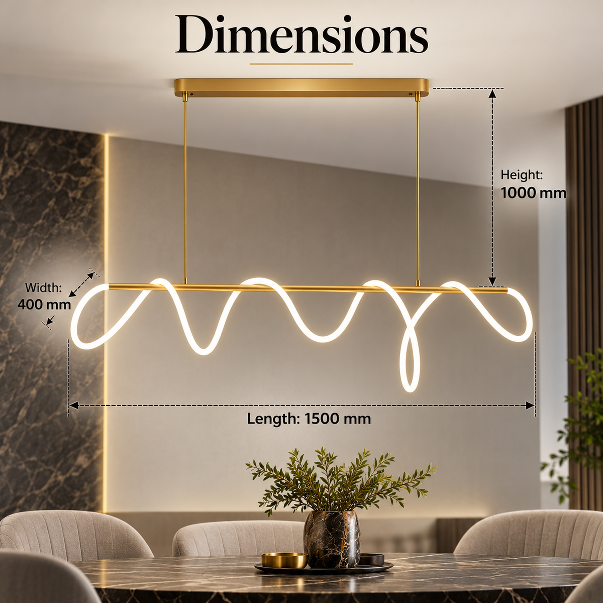 Plafonieră LED aurie, 150 cm, dimabilă, Wi-Fi, telecomandă, 3 culori