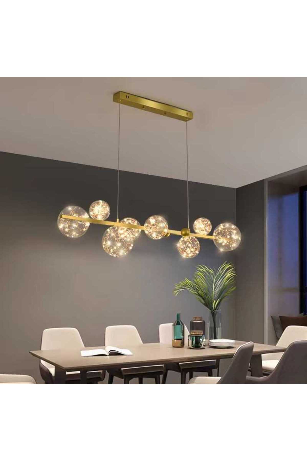 Plafonieră LED aurie cu 8 surse, 70 W, 3500 lm, 3 culori de lumină