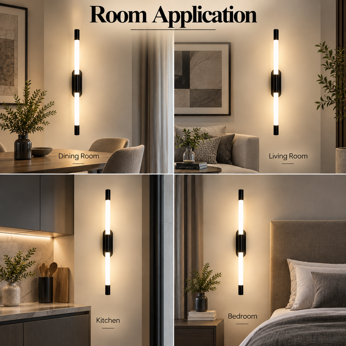 Aplică LED de perete, neagră, 16 W, 800 lm, 3 tonuri de lumină