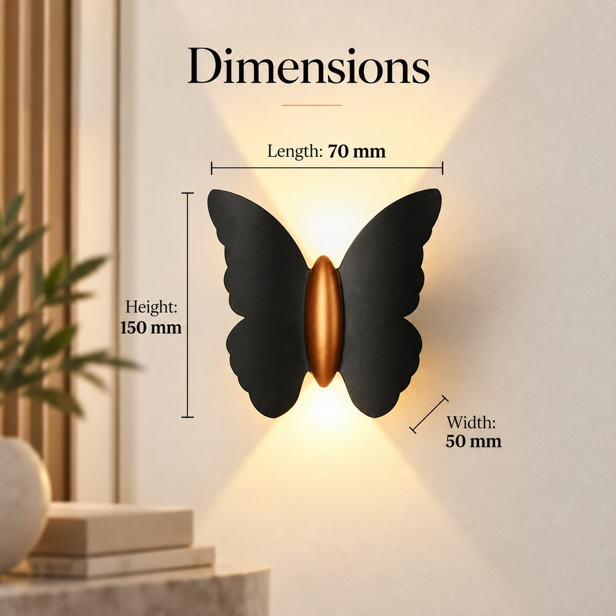 Aplica LED de exterior tip fluture, neagră, 6 W, IP65, 3 culori de lumină