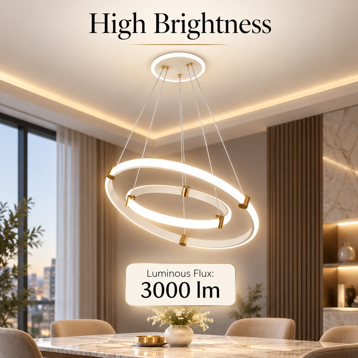 Plafonieră LED albă cu 10 inele, Wi-Fi și telecomandă, cu lumină reglabilă