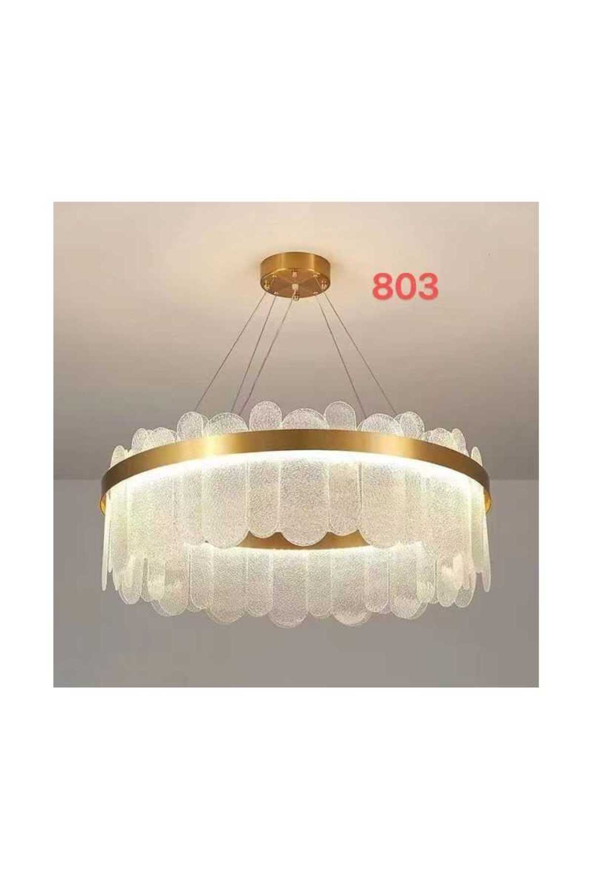 Candelabru LED auriu cu cristale, 45 W, Ø40 cm, 3 culori de lumină