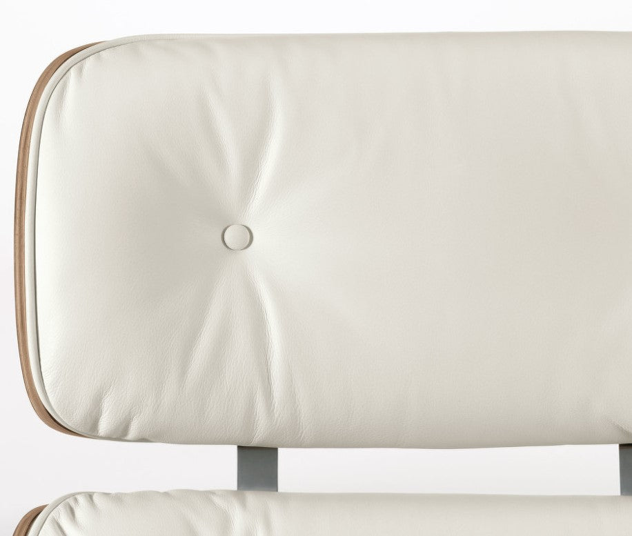 Fotoliu CF16 B Alb, piele ecologica și bază lemn laminat, ergonomic, cu taburet, 84x85-92x38/89 cm