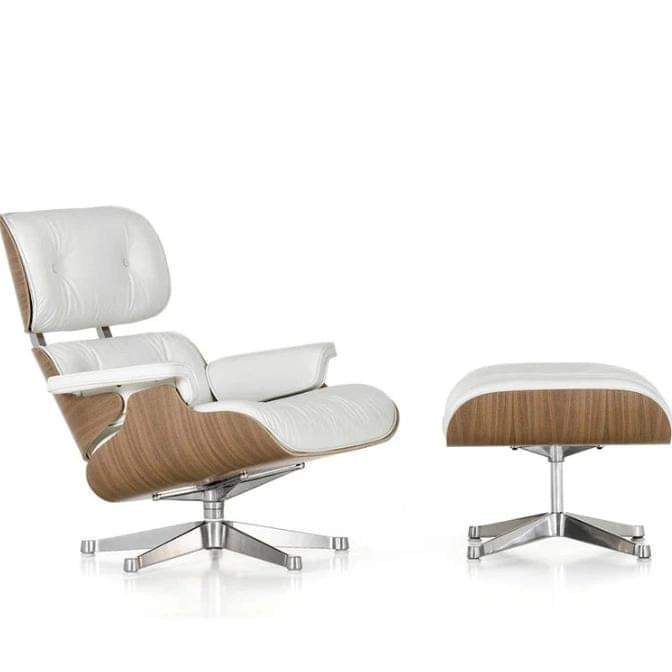 Fotoliu CF16 B Alb, piele ecologica și bază lemn laminat, ergonomic, cu taburet, 84x85-92x38/89 cm