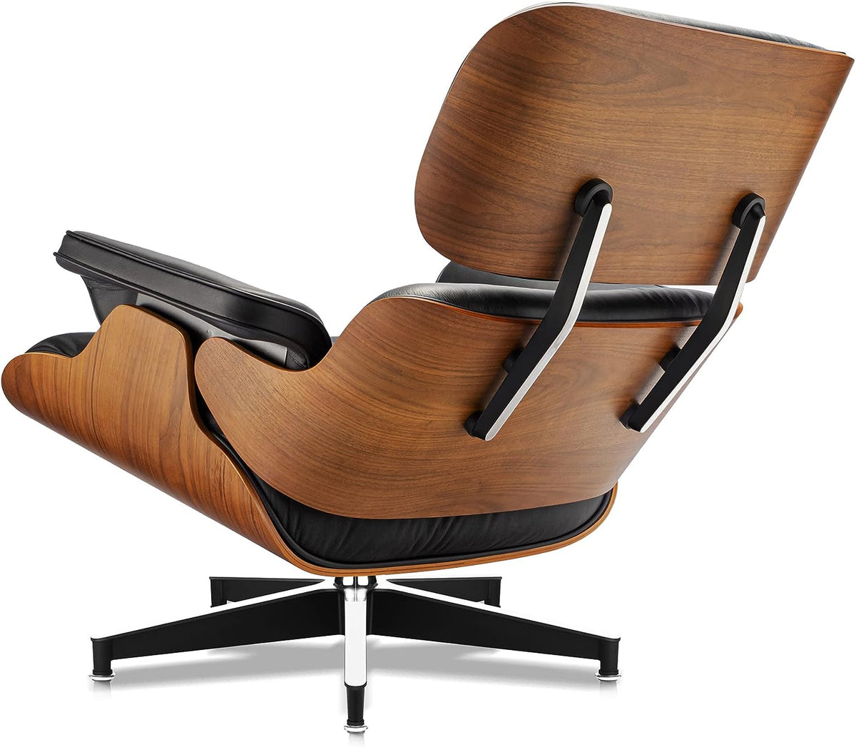 Fotoliu CF-16 Negru, piele ecologica și bază lemn laminat, ergonomic, cu taburet, 84x85-92x38/89 cm