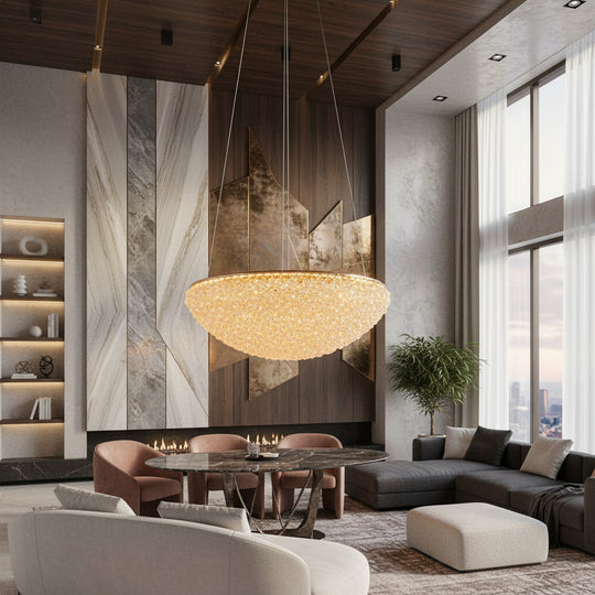 Pendul LED auriu rotund, 60 cm, cu efect de burete