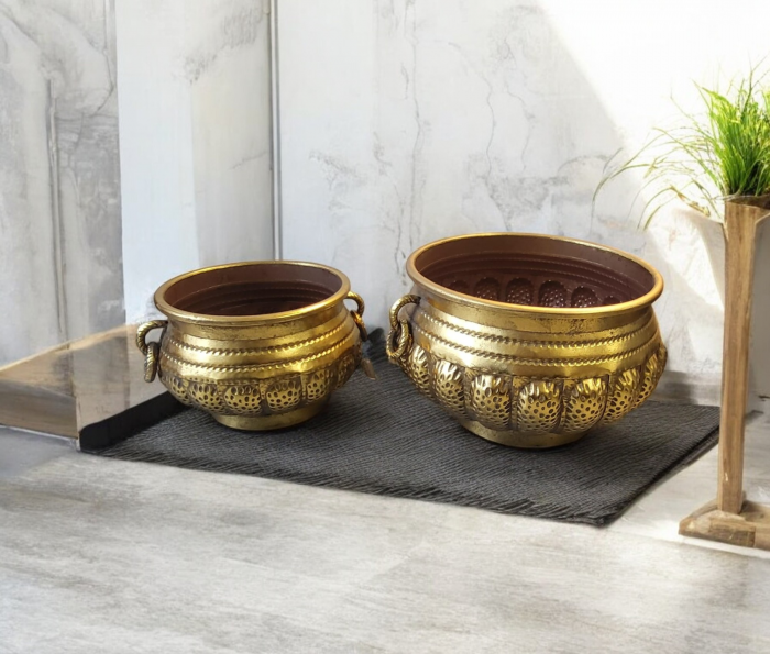 Set 2 ghivece metalice 82191 auriu – elegant și modern
