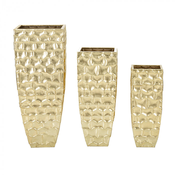 Vază metalică model 16336 auriu antic – design patratic elegant, per bucata