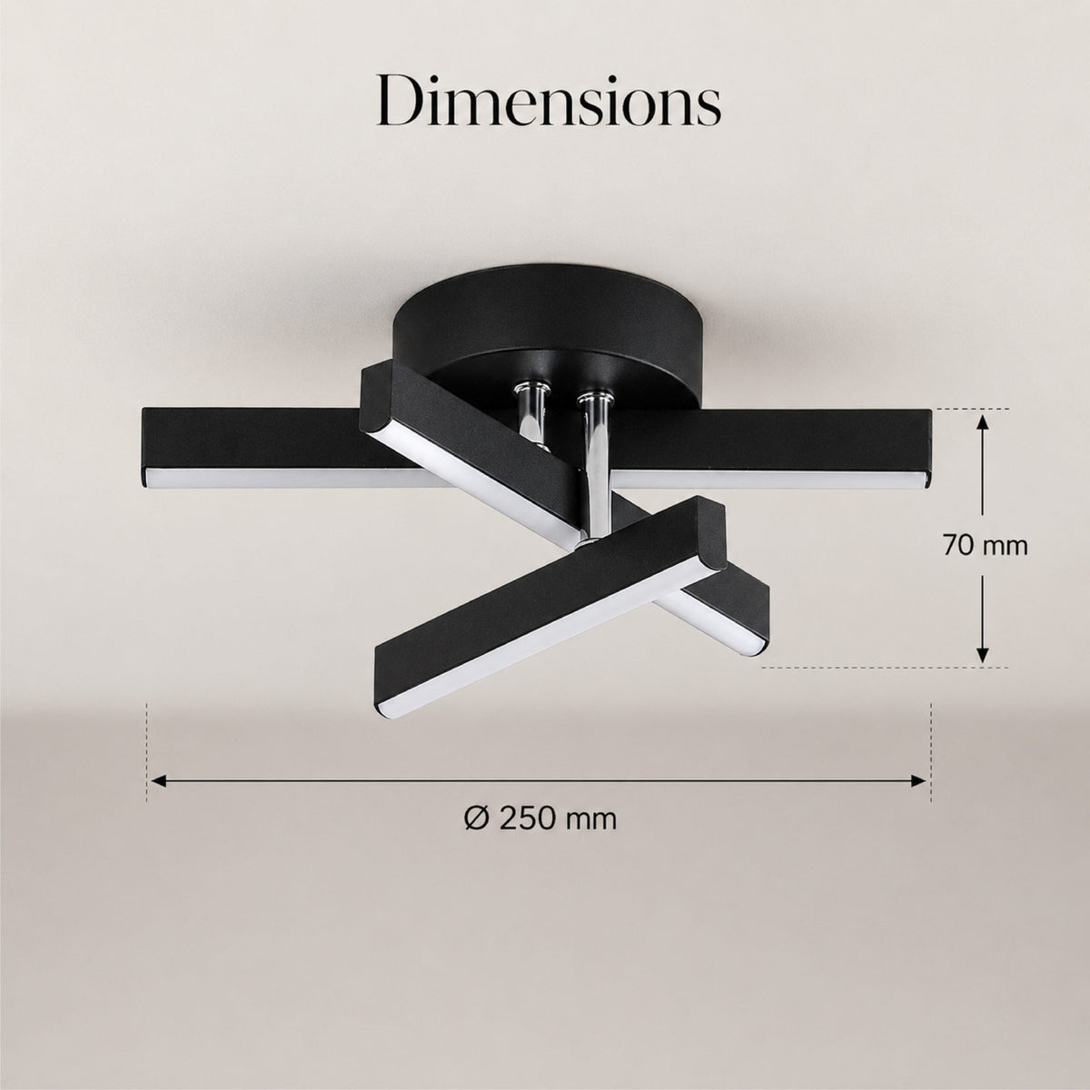 Plafonieră LED neagră, 24W, 1200 lm, 3 temperaturi de culoare, acril
